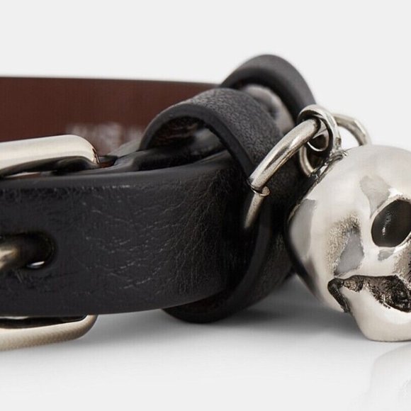ALEXANDER McQUEEN 'Stud Single Wrap Skull Bracelet' Blk/Silver Made in ITALY NWT - Picture 11 of 16